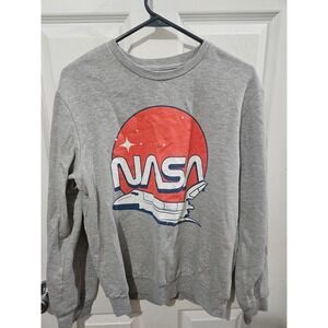 NASA Space Shuttle Graphic Sweatshirt Heather Gray Crewneck Pullover Mens Medium